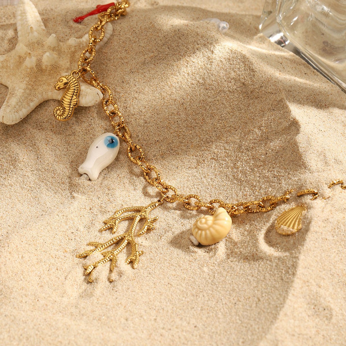 Golden Ocean Charm Necklace - SHICCACHE