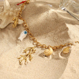 Golden Ocean Charm Necklace - SHICCACHE