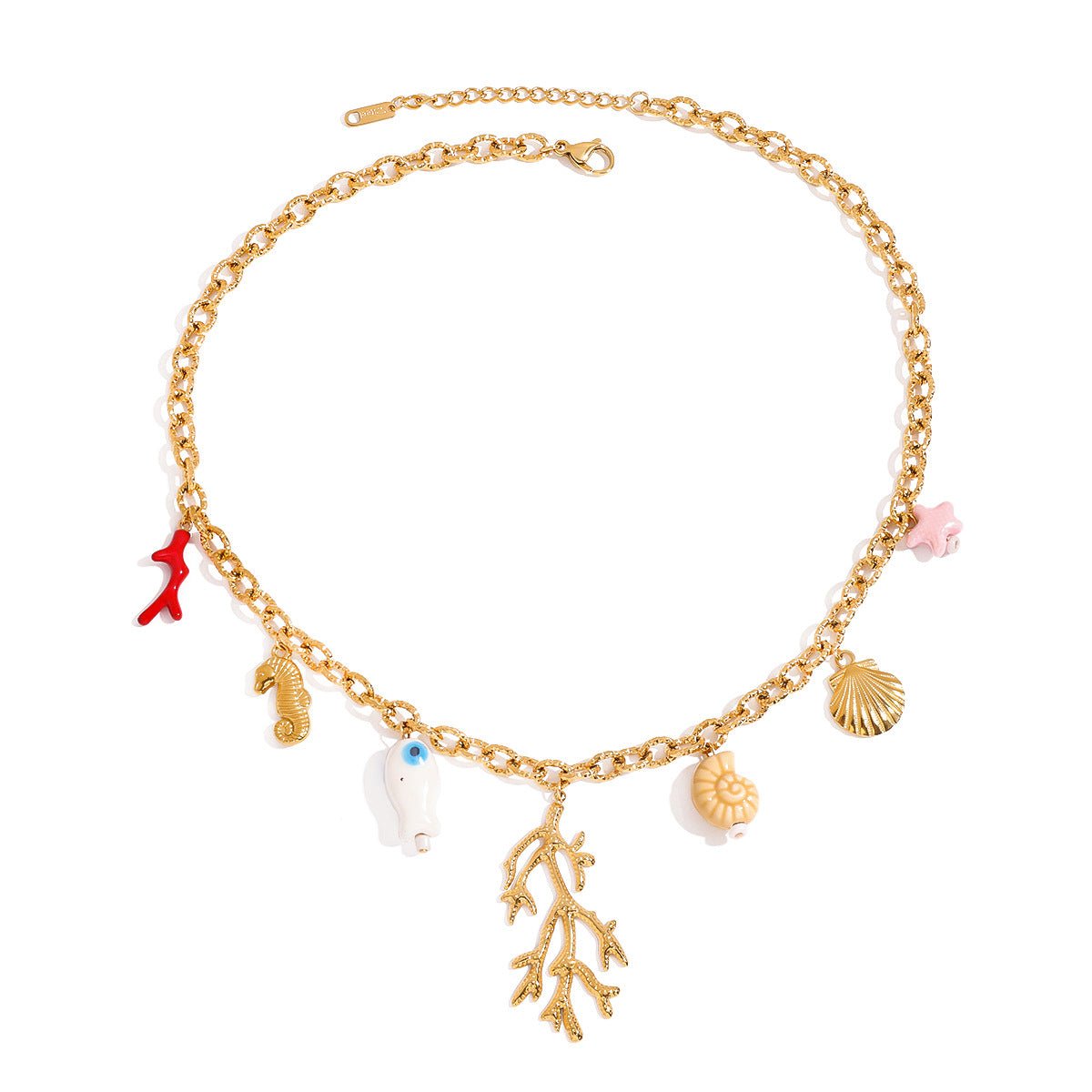 Golden Ocean Charm Necklace - SHICCACHE