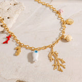 Golden Ocean Charm Necklace - SHICCACHE
