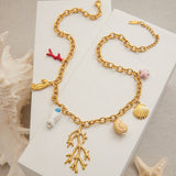Golden Ocean Charm Necklace - SHICCACHE