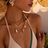 Golden Ocean Charm Necklace - SHICCACHE
