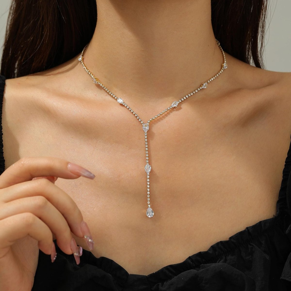 Golden Radiance Y - Drop Necklace - SHICCACHE