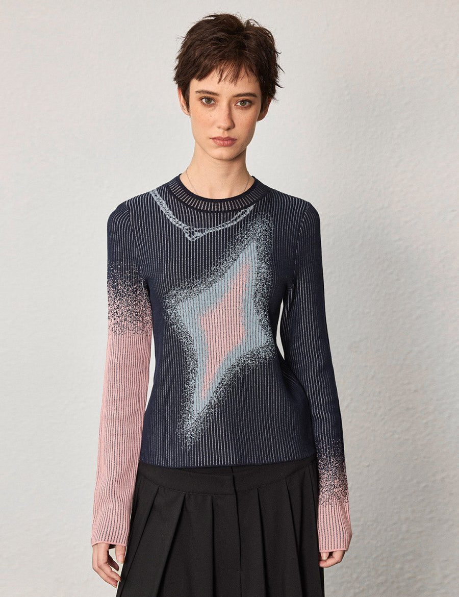 gradient crew neck sweater - SHICCACHE