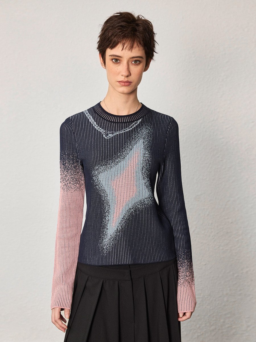 gradient crew neck sweater - SHICCACHE