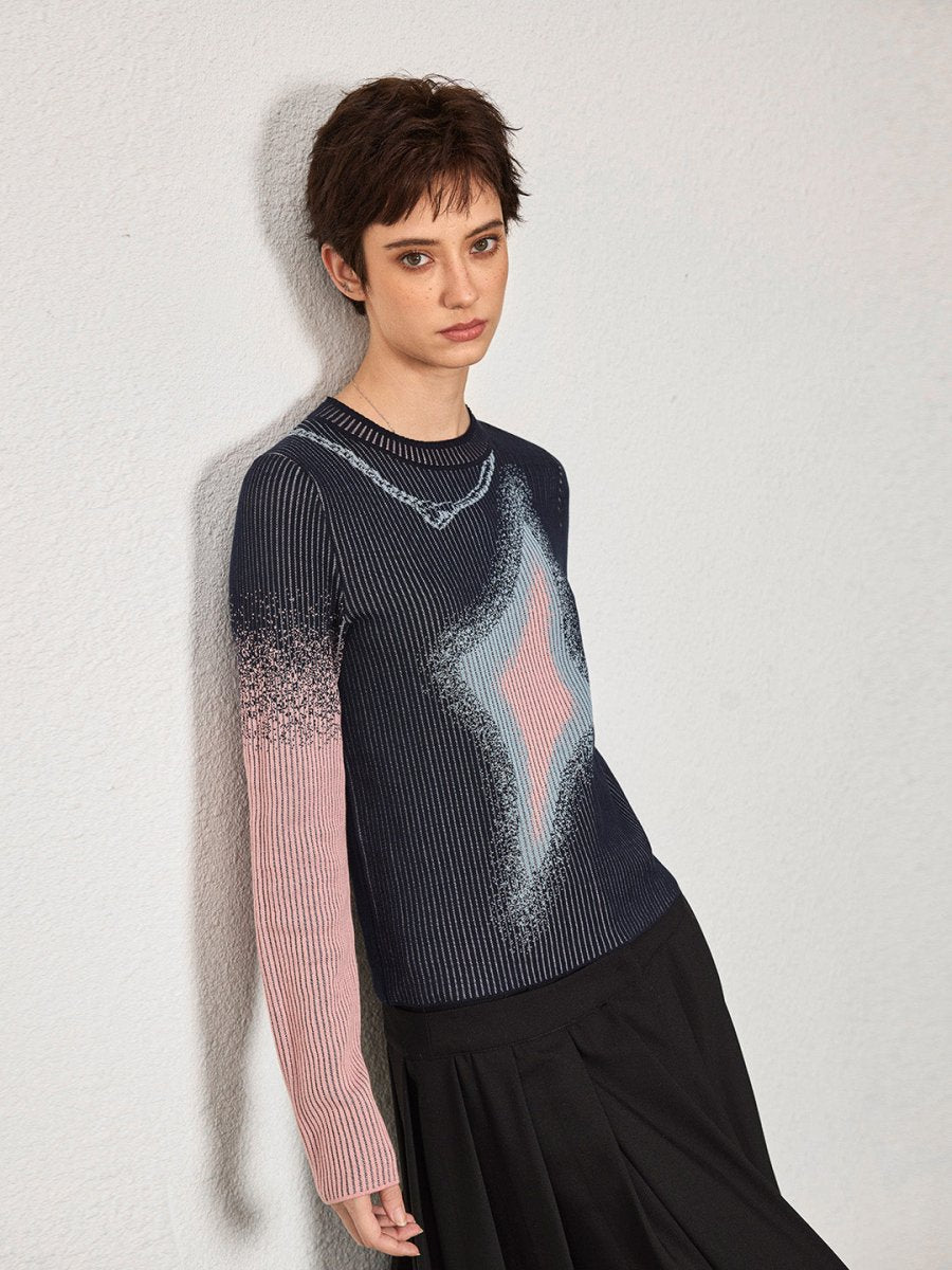 gradient crew neck sweater - SHICCACHE
