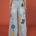 Graffiti Front Patch Jeans - SHICCACHE