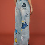 Graffiti Front Patch Jeans - SHICCACHE