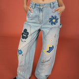 Graffiti Front Patch Jeans - SHICCACHE