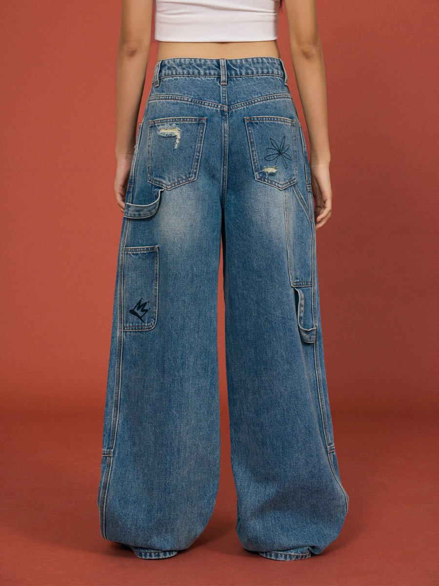 Graffiti Patch Wide - Leg Jeans - SHICCACHE