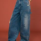 Graffiti Patch Wide - Leg Jeans - SHICCACHE