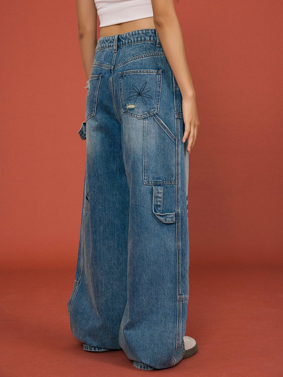 Graffiti Patch Wide - Leg Jeans - SHICCACHE