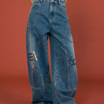 Graffiti Patch Wide - Leg Jeans - SHICCACHE
