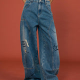 Graffiti Patch Wide - Leg Jeans - SHICCACHE