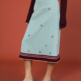 Hand - beaded ripple blue skirt - SHICCACHE