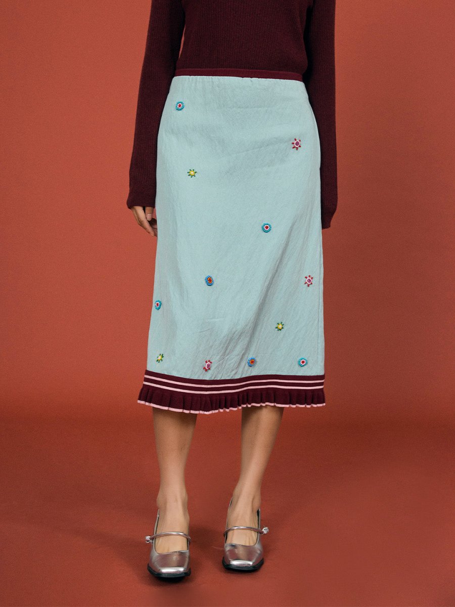 Hand - beaded ripple blue skirt - SHICCACHE