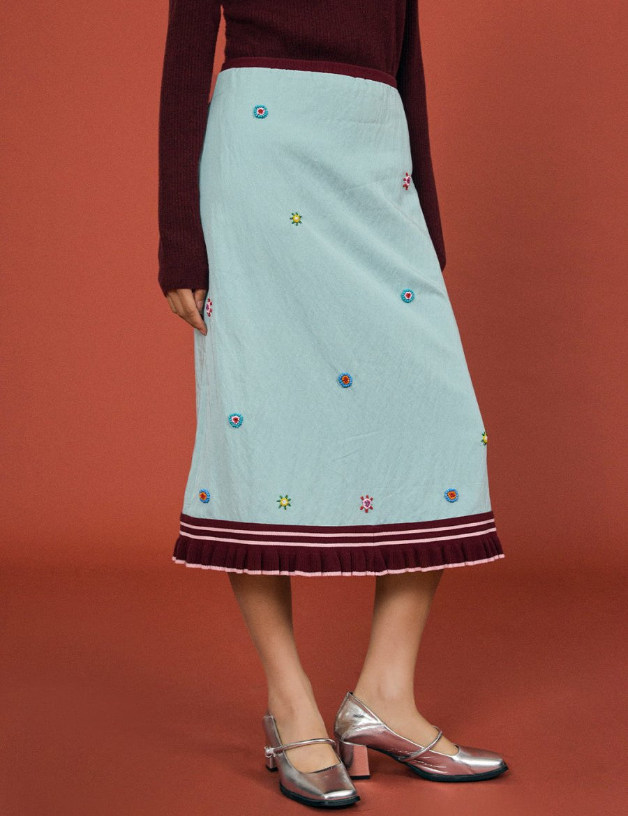 Hand - beaded ripple blue skirt - SHICCACHE