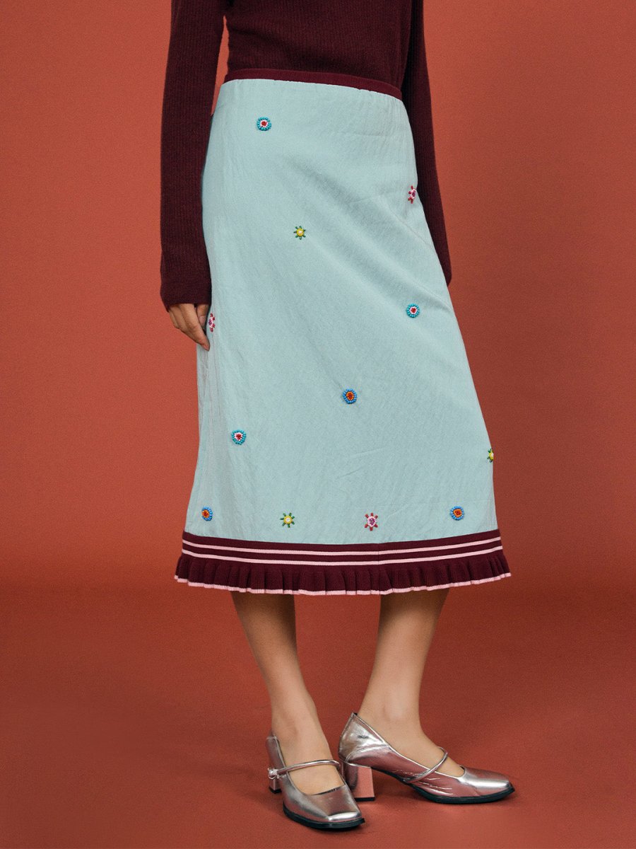 Hand - beaded ripple blue skirt - SHICCACHE