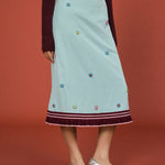 Hand - beaded ripple blue skirt - SHICCACHE