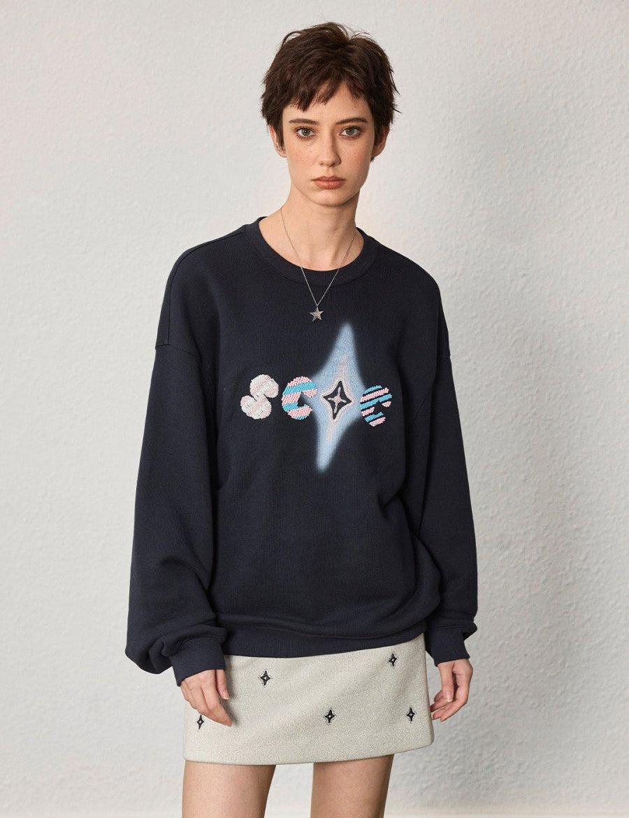 Hand - Embroidered Cotton Sweatshirt - SHICCACHE