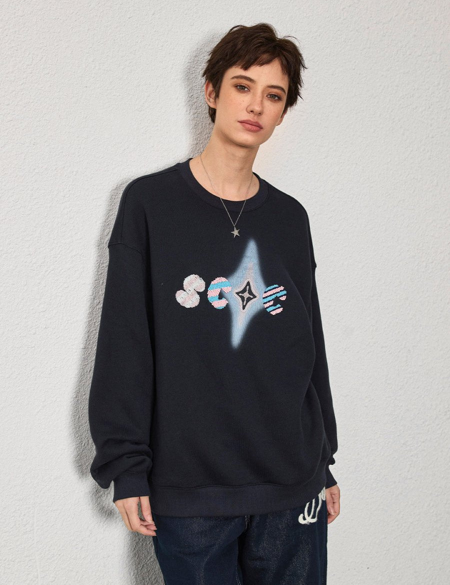 Hand - Embroidered Cotton Sweatshirt - SHICCACHE