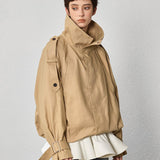 Large stand collar short windbreaker - SHICCACHE