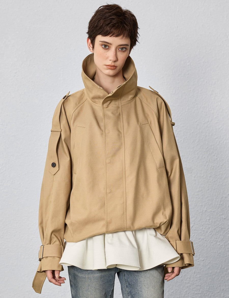 Large stand collar short windbreaker - SHICCACHE
