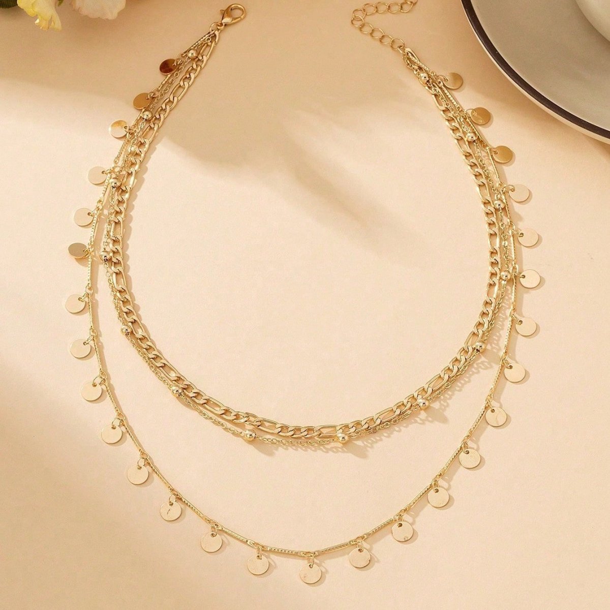 Layered Disc Charm Necklace - SHICCACHE
