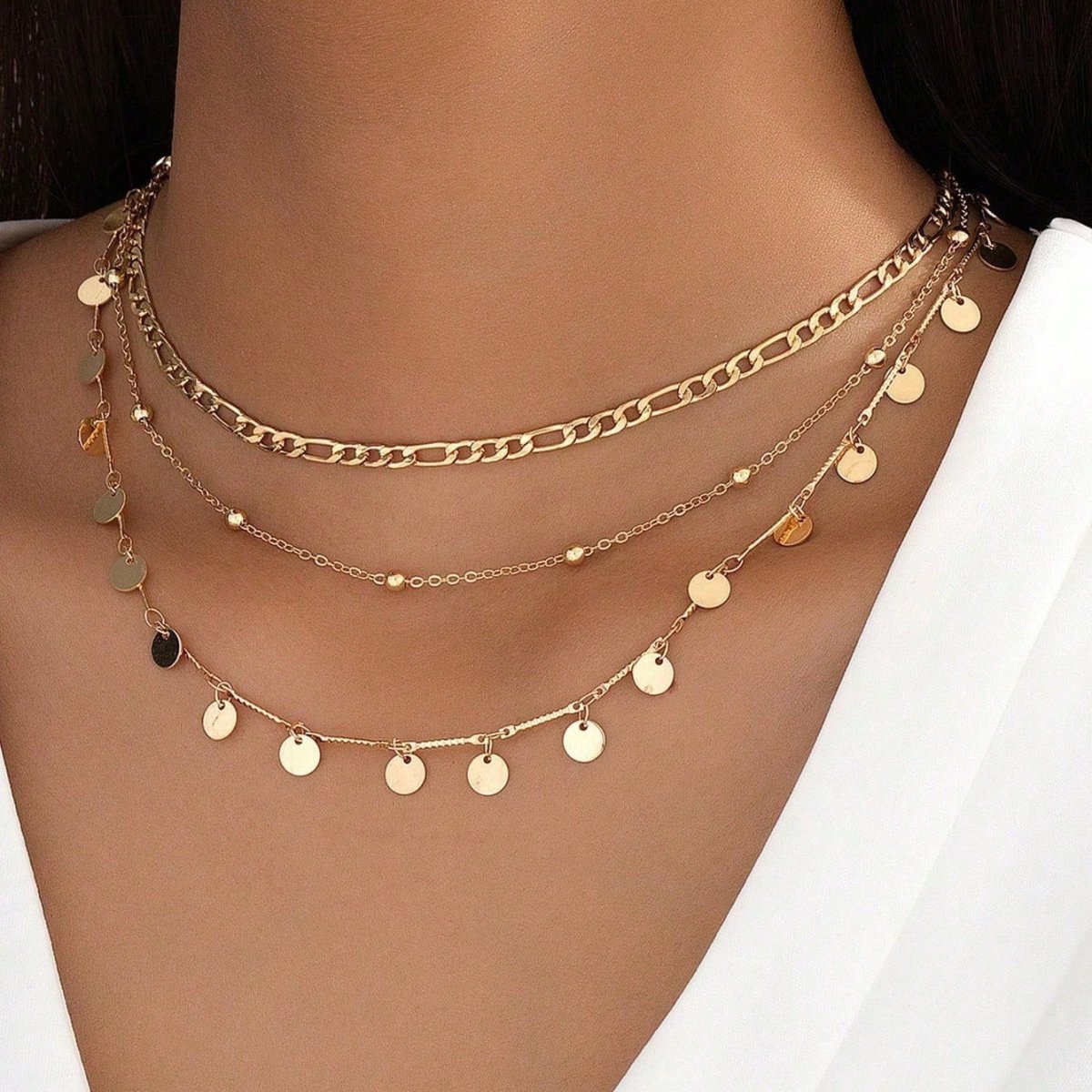 Layered Disc Charm Necklace - SHICCACHE
