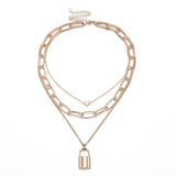 Lock & Heart Layered Necklace - SHICCACHE