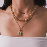 Lock & Heart Layered Necklace - SHICCACHE