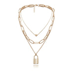 Lock & Heart Layered Necklace - SHICCACHE