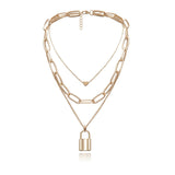 Lock & Heart Layered Necklace - SHICCACHE