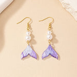 Mermaid Tail Pearl Drop Earrings - SHICCACHE