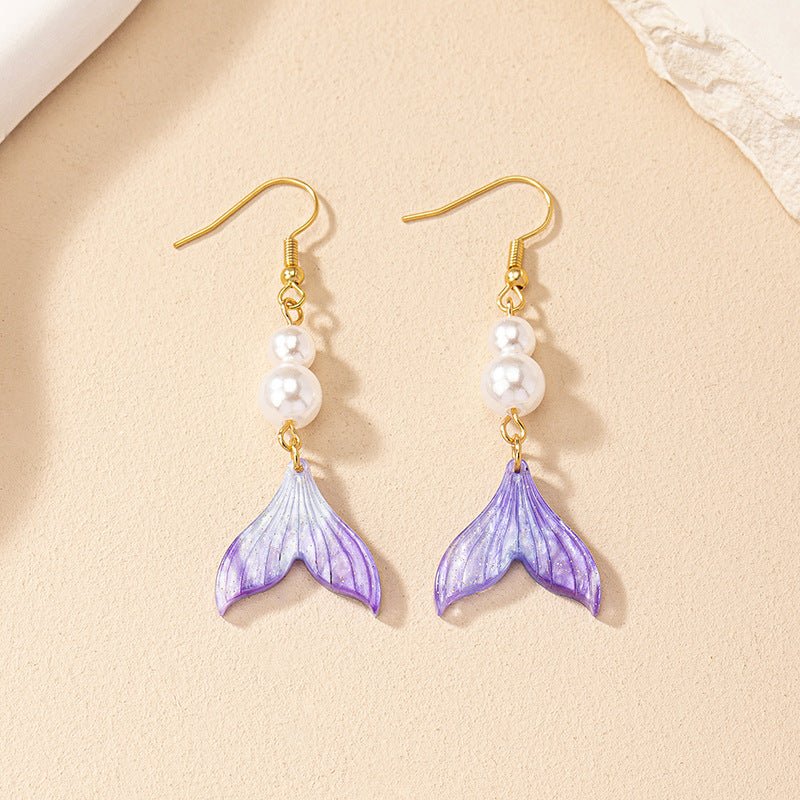 Mermaid Tail Pearl Drop Earrings - SHICCACHE