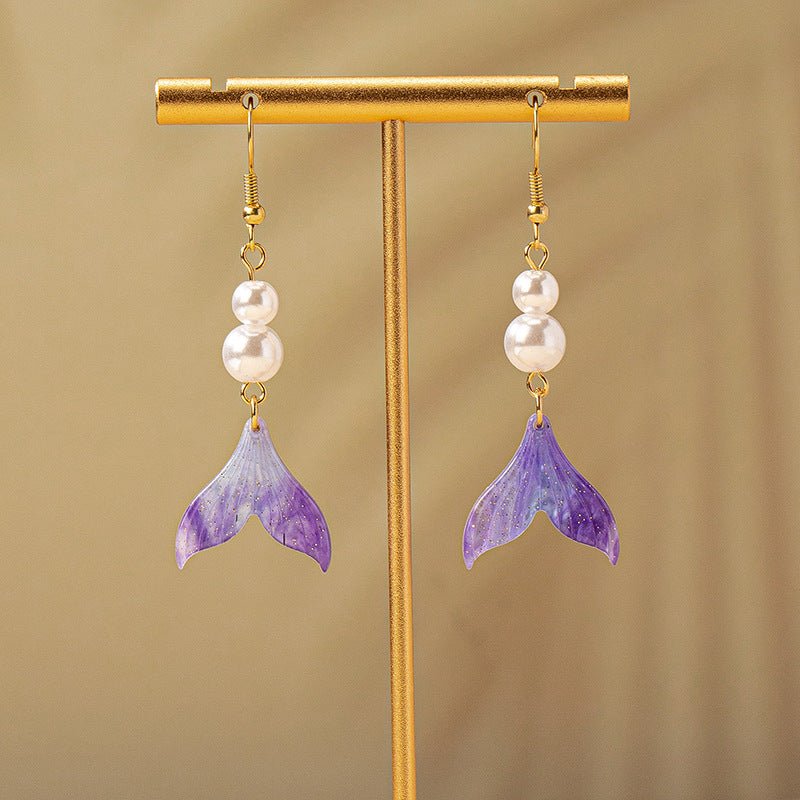 Mermaid Tail Pearl Drop Earrings - SHICCACHE