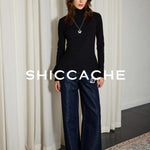 Minimalist Black High Neck Knit Top - SHICCACHE