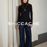 Minimalist Black High Neck Knit Top - SHICCACHE