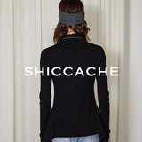 Minimalist Black High Neck Knit Top - SHICCACHE