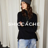 Minimalist Black High Neck Knit Top - SHICCACHE