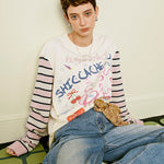 Mixed Media Graphic Long Sleeve Tee - SHICCACHE