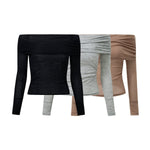 Off - Shoulder Babe Long Sleeve Top - SHICCACHE