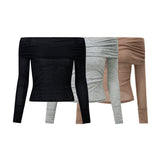Off - Shoulder Babe Long Sleeve Top - SHICCACHE