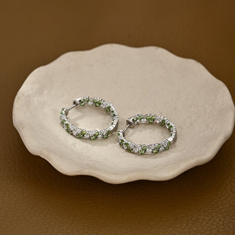 Peridot & Zirconia Eternity Hoop Earrings - SHICCACHE