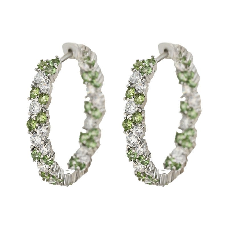 Peridot & Zirconia Eternity Hoop Earrings - SHICCACHE