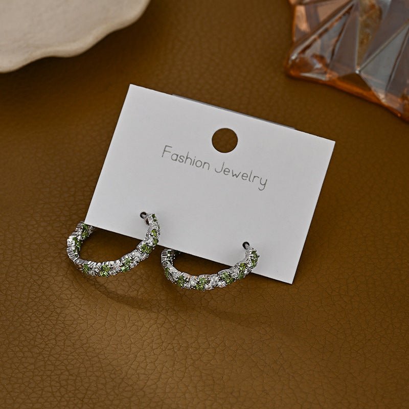 Peridot & Zirconia Eternity Hoop Earrings - SHICCACHE