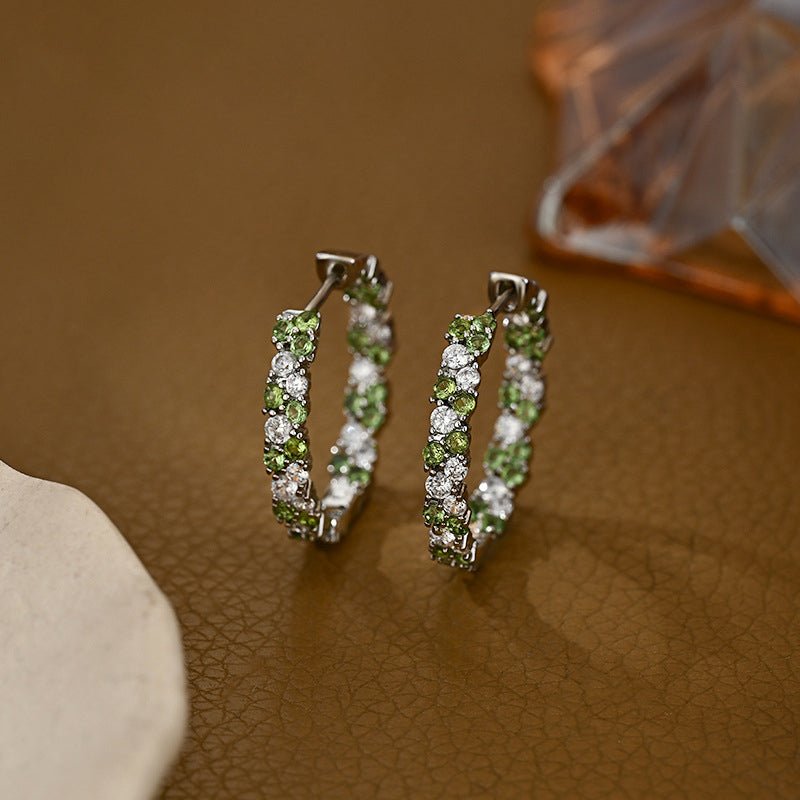 Peridot & Zirconia Eternity Hoop Earrings - SHICCACHE