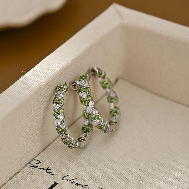 Peridot & Zirconia Eternity Hoop Earrings - SHICCACHE