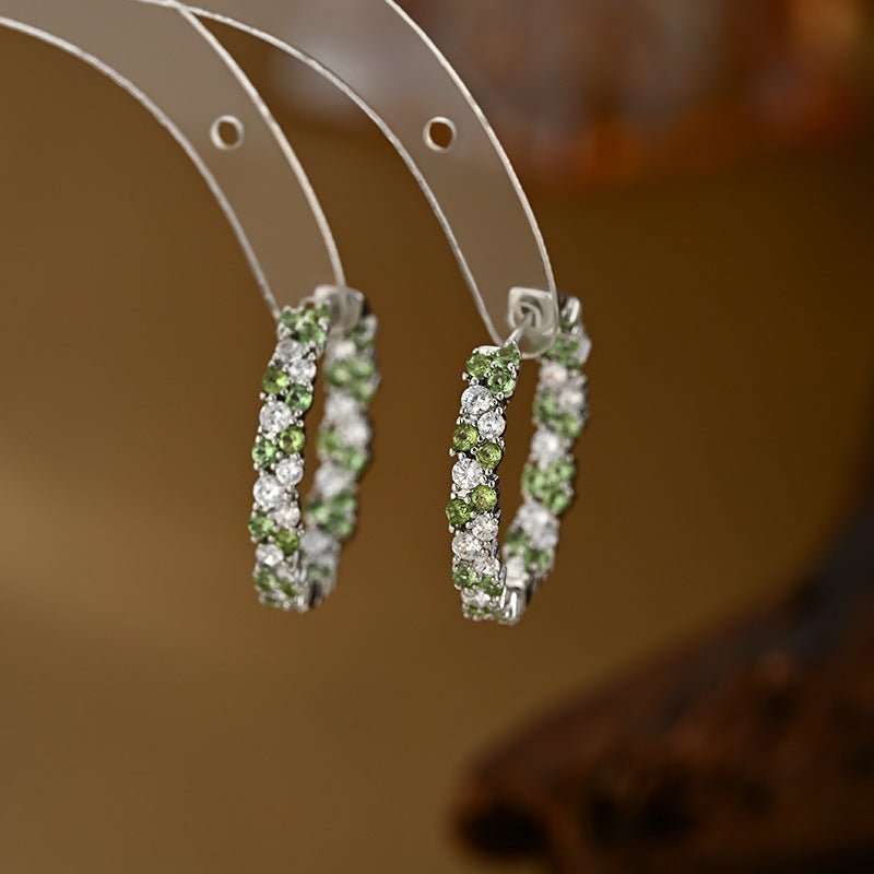 Peridot & Zirconia Eternity Hoop Earrings - SHICCACHE