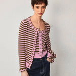 Pink Striped Wool Cardigan - SHICCACHE